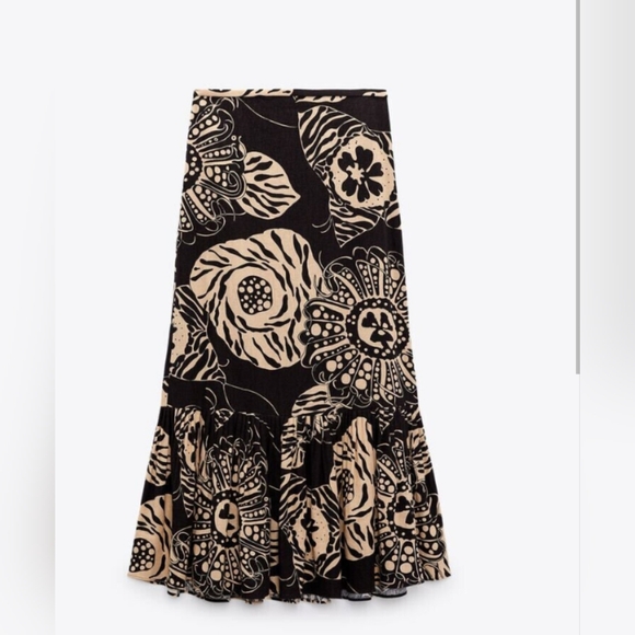 NWT Linen Blend Printed Skirt - Picture 2 of 4